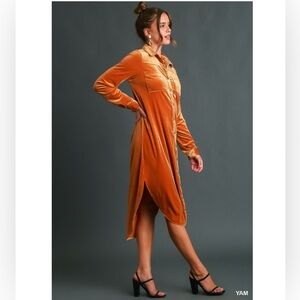 Umgee Velvet Shirt Dress